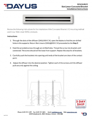 Slot Linear Concealed Bracket (-C) Installation Instructions