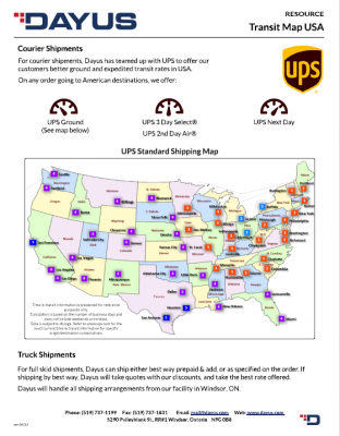 UPS Transit Map for American Orders