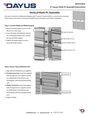 4" Louver Multi-Piece Assembly Instructions